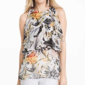 WHBM Floral Cold Shoulder Ruffle Blouse Size S